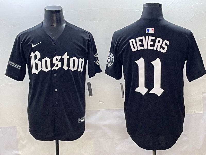 Men 2025 Boston Red Sox #11 Devers Black Five generations Joint Name Nike MLB Jersey style 24